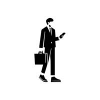 Man walking silhouettes on white background, Lifestyle man vector