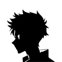 Anime Head silhouette, man anime style vector