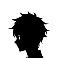 Anime Head silhouette, man anime style vector