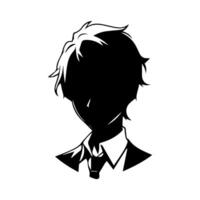 Anime head silhouette illustration with the object of a cool young man vector