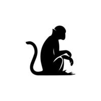 Silhuette monkey animal images and white background vector