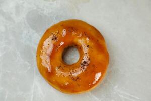 Mochaccino Donut or mocha Isolated on grey background top view of baked breakfast food photo