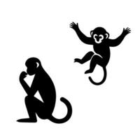 Silhuette monkey animal images and white background vector