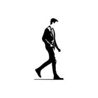 hombre caminando siluetas en blanco fondo, estilo de vida hombre vector