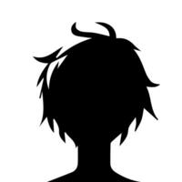 Anime head silhouette illustration with the object of a cool young man vector