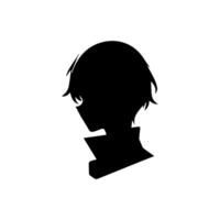 Anime head silhouette illustration with the object of a cool young man vector