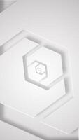 verticaal - elegant schoon wit abstract technologie achtergrond met voorzichtig roterend geëxtrudeerd zeshoek vormen. deze elegant minimalistische meetkundig achtergrond is vol hd en een naadloos lus. video