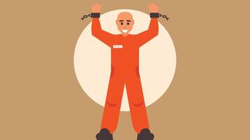 prisoner with handcuffs is free flat design illustration vector