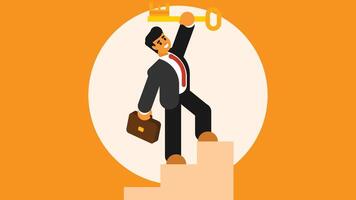 businessman hold keys to success abstract flat deisgn vector