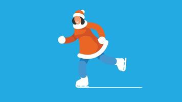 woman skating on ice with heavy clothes flat design illustration vector