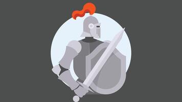 english worrior knight with sword and shield flat design vector