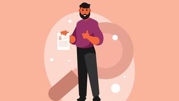 an employee holds cv with thumbs up for recruitment selection illustration vector