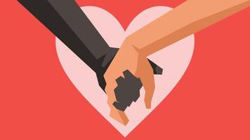 holding hands abstract illustration with heart symbol on the background for valentine's day vector