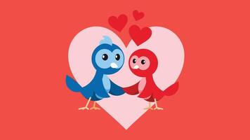 amoroso aves con corazón íconos en el antecedentes en San Valentín día vector