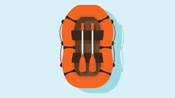 survival life boat with rafts in the ocean flat design vector