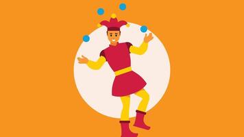 circus clown playing with balls flat design illustration vector