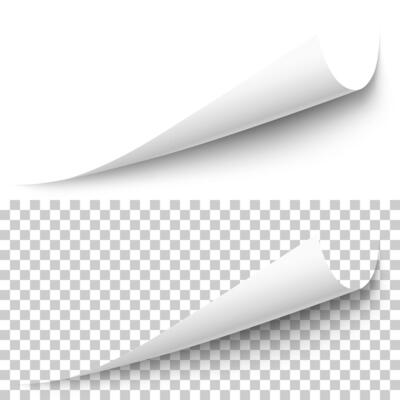 realistic white paper corner with shadow