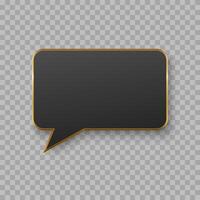 black blank speech bubble with golden edge on dark background. vector