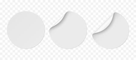 white realistic circle paper stickers with white corner isolated vector