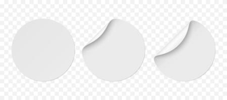 white realistic circle paper stickers with white corner isolated vector