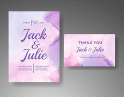 Wedding invitation with abstract watercolor background vector