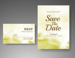 Wedding invitation with abstract watercolor background vector