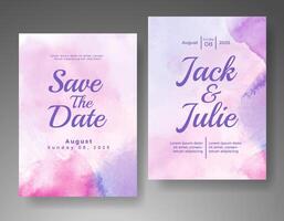 Wedding invitation with abstract watercolor background vector