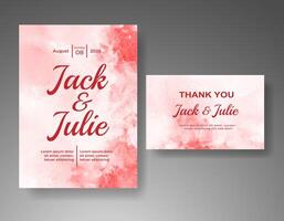 Wedding invitation with abstract watercolor background vector