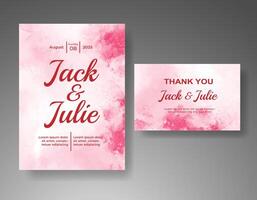 Wedding invitation with abstract watercolor background vector