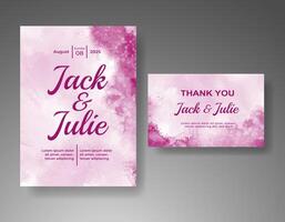 Wedding invitation with abstract watercolor background vector