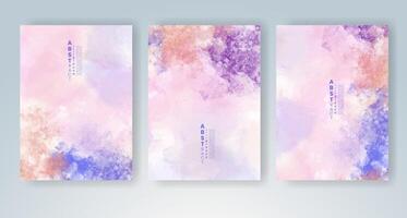 Set of creative hand painted abstract watercolor background. Design for your cover, date, postcard, banner, logo. vector