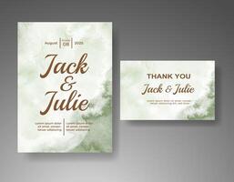 Wedding invitation with abstract watercolor background vector