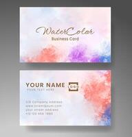 Beautiful business card template with watercolor vector