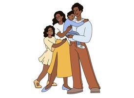 Smiling parents and kids embracing each other. Happy relatives hug, family reunion. Father hold baby son in arms in an embrace. Warm relationship or strong love flat illustration concept. vector