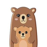 Mother bear hugging her baby. Cute animals for Mother's Day. vector