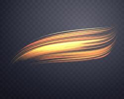 Glowing orange lines. Neon realistic energy speed. Abstract light effect on a background. vector