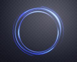 Blue magic ring with glowing. Neon realistic energy flare halo ring. Abstract light effect on a dark background. vector