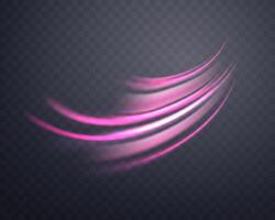 Glowing pink lines. Neon realistic energy speed. vector