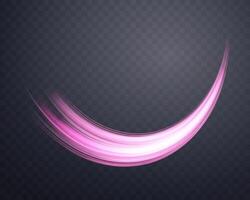 Glowing pink lines. Neon realistic energy speed. Abstract light effect vector