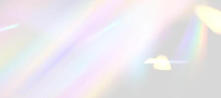 Blurred rainbow refraction overlay effect. Light lens prism effect. Holographic reflection, crystal flare leak shadow overlay. vector