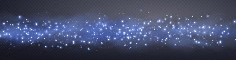 Blue glittering dots, particles, stars magic sparks. Glow flare light effect. Blue luminous points, particles on background. vector