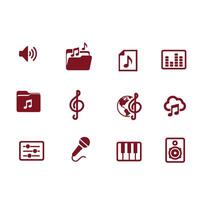 music multimedia icon set vector