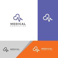 Medical heart Logo design template. Heartbeat logo. vector