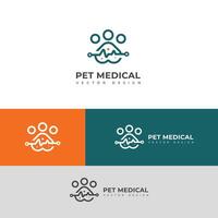 Creative pet medical care logo design. vector