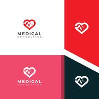 Medical heart Logo design template. Heartbeat logo. vector