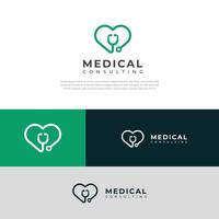 Medical heart Logo design template. Heartbeat logo. vector