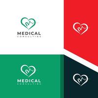 Medical heart Logo design template. Heartbeat logo. vector