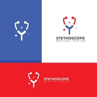 creativo estetoscopio médico logo salud chequeo herramienta. vector