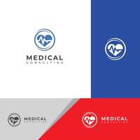 Medical heart Logo design template. Heartbeat logo. vector