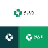 Creative Cross plus medical logo design template. vector